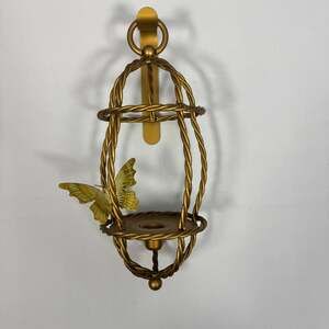 Vintage HOMCO Gold Twisted Rope Wall Sconce Candle Holder